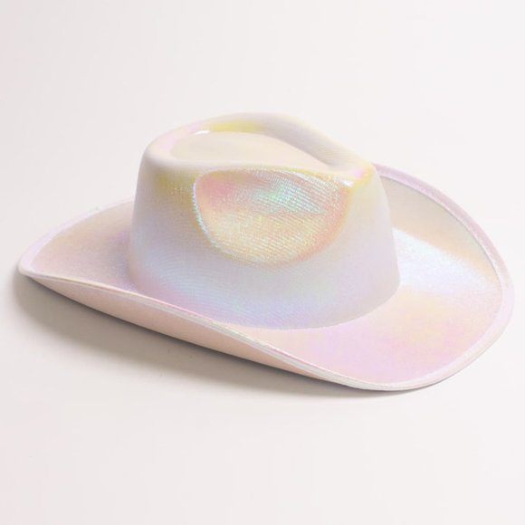 White Iridescent Cowboy Hat - Picture 1 of 3